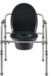 lot 95 image: Equate Steel Foldable 3-in-1 Bedside Toilet Commode, 400 lb Weight Capacity, Gray