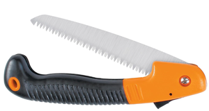 lot 217 image: Fiskars Folding Hand Saw, 7 Pruning Saw with Power Tooth Blade with Triple Ground Teeth that Powers Through Wood Faster, Soft Grip Handle