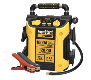 lot 244 image: EverStart Maxx 1000 Peak Amp Jump Starter with Compressor, Pivoting LED Light, DC and USB Port
