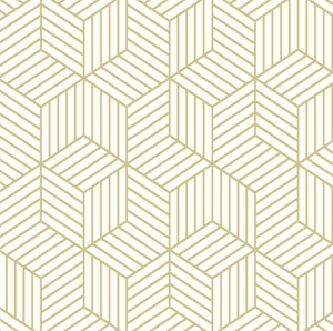 lot 250 image: LOT OF 3 RoomMates Striped Hex Gold Peel and Stick Wallpaper,