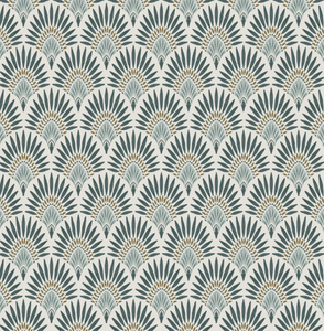 lot 251 image: LOT OF 2 Better Homes & Gardens Teal Zelda Fan Peel and Stick Wallpaper 30.75 Sq. ft,