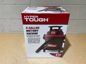 lot 243 image: Hyper Tough 5 Gallon 4 HP WetDry Vacuum for the Car, Garage, Home or Workshop