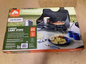 lot 489 image: Ozark Trail 2 Burner Propane Gas Camping Stove, GCT2208W, Black