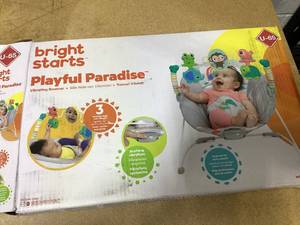 lot 493 image: Bright Starts Playful Paradise Portable Compact Baby Swing