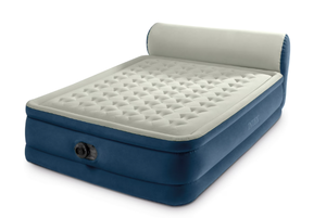 lot 300 image: Intex Headboard 18 Queen Dura-Beam Deluxe Raised Air Bed Mattress with Built-in Pump