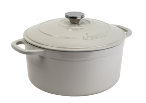 lot 304 image: Lodge Cast Iron 5.5qt Oyster White Enameled Dutch Oven