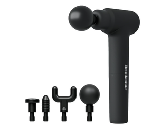 lot 265 image: Brookstone Deep Tissue Massage Gun for Pain Relief & Muscle Recovery  9-Speed Handheld Percussion Massager, 4 Heads, Type-C Rechargeable, Quiet, 3200 RPM, Shockproof Design