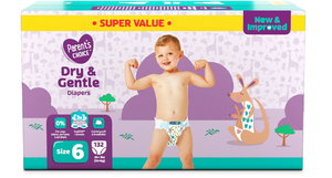 lot 268 image: Parents Choice Dry & Gentle Diapers Size 6, 132 Count