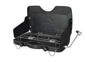 lot 390 image: Ozark Trail 2 Burner Propane Gas Camping Stove, GCT2208W, Black