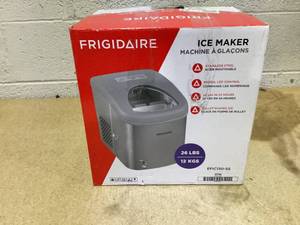 lot 574 image: Frigidaire, 26 lbs. Ice Maker, Bullet-Shaped Ice, Stainless Steel, EFIC130