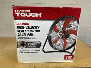 lot 185 image: Hyper Tough New 20 inch High Velocity Sealed Motor Drum Fan