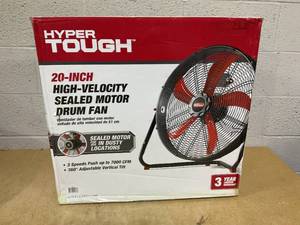lot 186 image: Hyper Tough New 20 inch High Velocity Sealed Motor Drum Fan