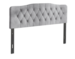 lot 529 image: Castle Place Uphlostered Tufted Headboard, Silver Grey Velvet, King
