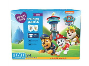 lot 551 image: LOT OF 2 Parents Choice Paw Patrol Training Pants for Boys, 2T3T, 94 Count