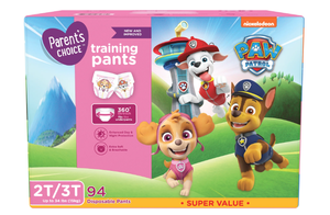 lot 552 image: LOT OF 2 Parents Choice Paw Patrol Training Pants for Girls, 2T3T, 94 Count