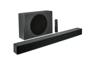 lot 573 image: onn Bluetooth 2.1 Channel Soundbar System with Dolby Atmos, 36, Black