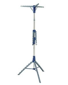 lot 197 image: Mainstays Space-Saving 2-Tier Steel Tripod Hanging Clothes Drying Rack, BlueSilver
