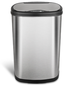 lot 501 image: Nine Stars Motion Sensor Automatic Kitchen Trash Can, 13 Gallon Stainless Steel, Motion Sensor Hands-free Soft-Close Lid Garbage Bin, Silver