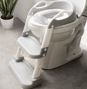 lot 577 image: Jool Baby Potty Training Seat with 2 Step Ladder for Toddlers  Soft Cushioned Seat & Splash Guard, Adjustable Height (Gray)