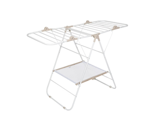 lot 578 image: Mainstays Folding Steel and Mesh Freestanding Wing Clothes Drying Rack, White