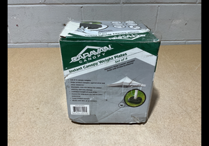 lot 257 image: Universal Premium Weight Plates (Set of 4) Black, Fits Canopy Legs 2 or Less, Rubber Coated Concrete