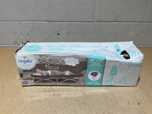 lot 273 image: Regalo My Cot Portable Toddler Bed, Gray - Lightweight Foldable Travel Bed for Kids