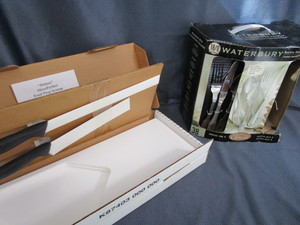 lot 40 image: SS Flatware, Knives, Cutting Board