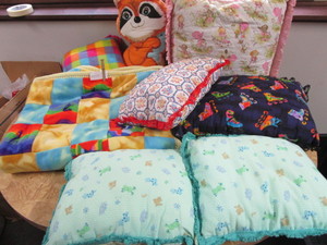 lot 93 image: Fleece Blanket, Throw Pillows