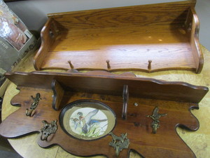lot 120 image: Wooden Shelves with Hooks