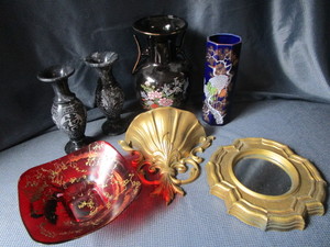 lot 220 image: Vases w Marble & Painted