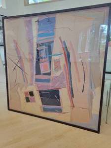 lot 8 image: Original Painting Tanoan Acrylic on Canvas and Plexiglass by Listed Artist Sally Anderson