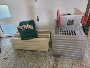 lot 22 image: (3) Five Shelf Plastic Storage Shelves.