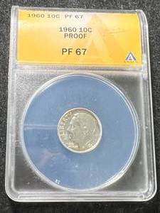 lot 27 image: 1960 US PROOF ROOSEVELT DIME ANACS PF67