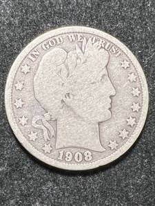 lot 42 image: 1908-O US BARBER HALF DOLLAR