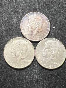 lot 45 image: 3 US 40% SILVER KENNEDY HALF DOLLARS ALL 1966