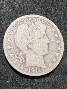 lot 57 image: 1911-D US BARBER HALF DOLLAR