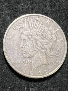 lot 66 image: 1922-S US PEACE SILVER DOLLAR