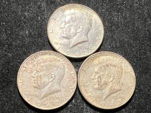 lot 68 image: 3 US 40% SILVER KENNEDY HALF DOLLARS ALL 1967