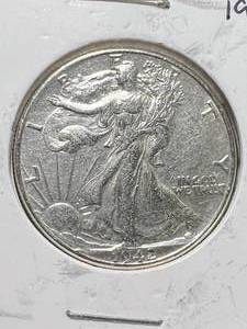 lot 74 image: 1942 US WALKING LIBERTY HALF DOLLAR