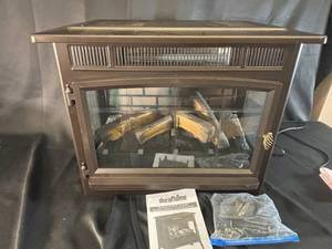 lot 1 image: Duraflame Electric Fireplace Stove with Manual and Accessories (missing remote)