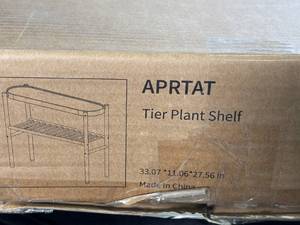 lot 3 image: APRTAT 2-Tier Plant Shelf, 33in Wood Display Stand (Boxed, Unassembled)