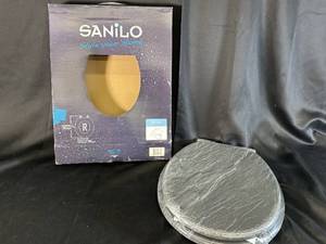 lot 11 image: Sanilo Soft-Close Round Toilet Seat with Hardware, Gray Marble Finish