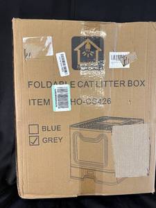 lot 19 image: Foldable Cat Litter Box, Grey, Item HO-CS426