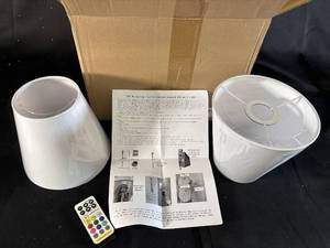 lot 26 image: Battery Powered RGB Wall Lights, Pair with Remote and Shades