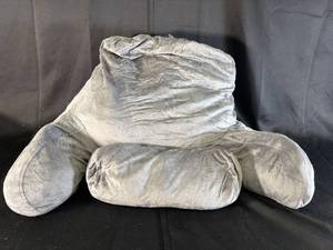 lot 28 image: Gray Plush XXL Backrest Pillow with Bolster
