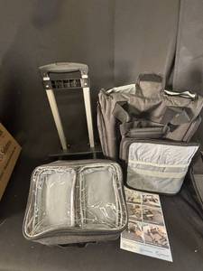 lot 76 image: Yusfa Rolling Tote Bag Set with Donama Memory Foam Pillow