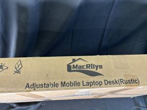 lot 78 image: MacRliys Adjustable Mobile Laptop Desk (Rustic) - New in Box
