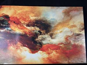 lot 120 image: Abstract Canvas Wall Art - Fiery Skies Theme