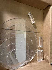 lot 130 image: Clear Acrylic Display Risers and Round Plates