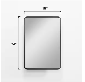 Lirago 16 in. W x 24 in. H Rectangular Recessed Surface Mount Medicine Cabinet Mirror Black